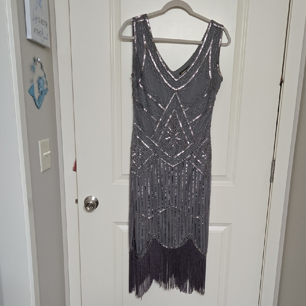 Elegant Silver Fringe Dress